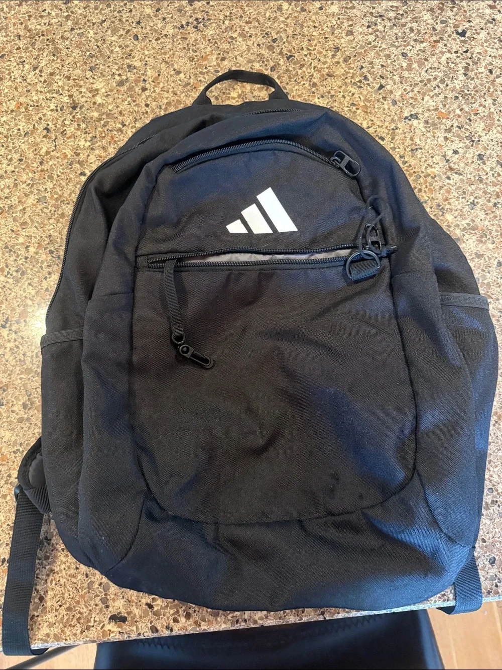 adidas Black Logo Front Pocket Backpack